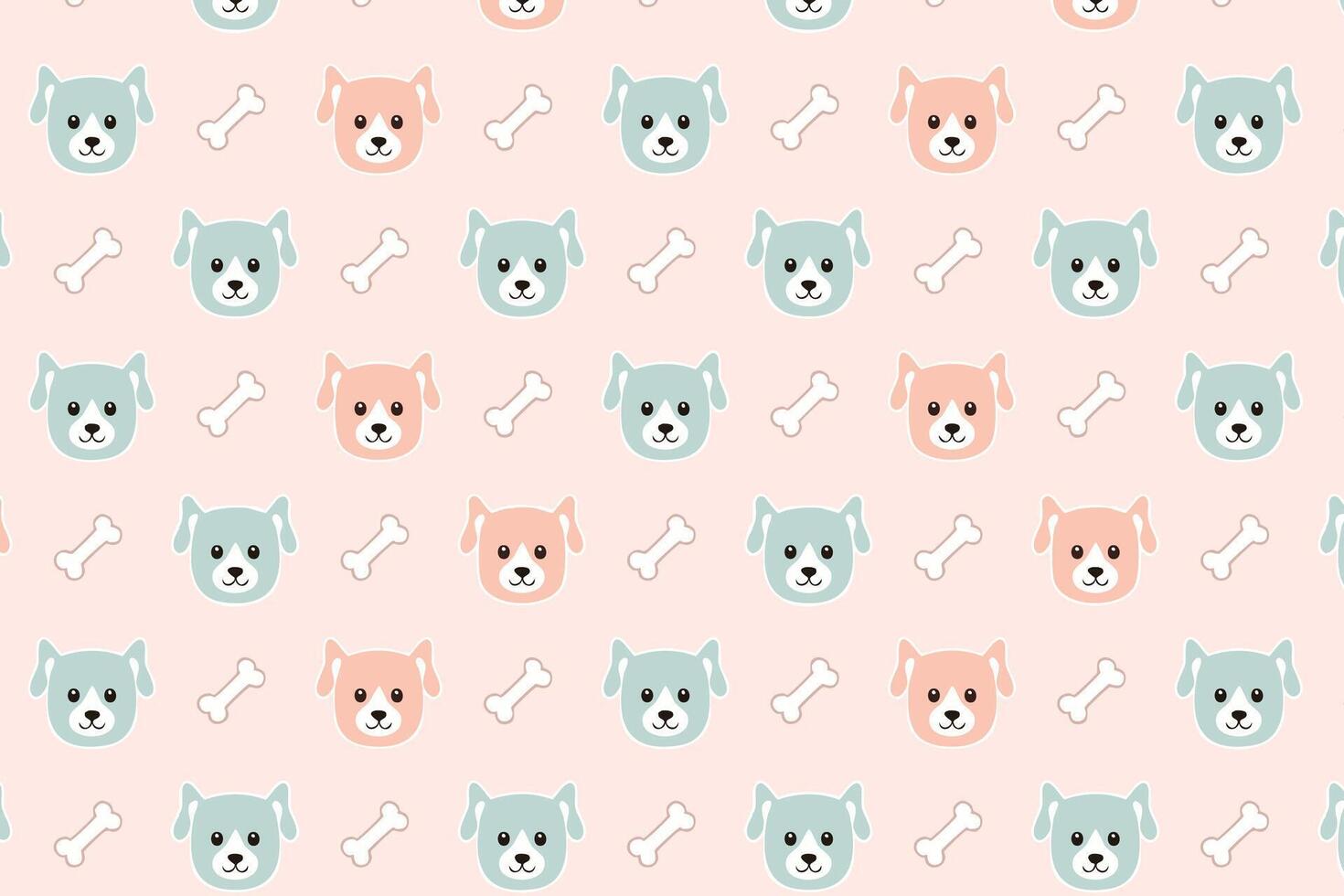 A pattern with dogs and bones on a pink background vector