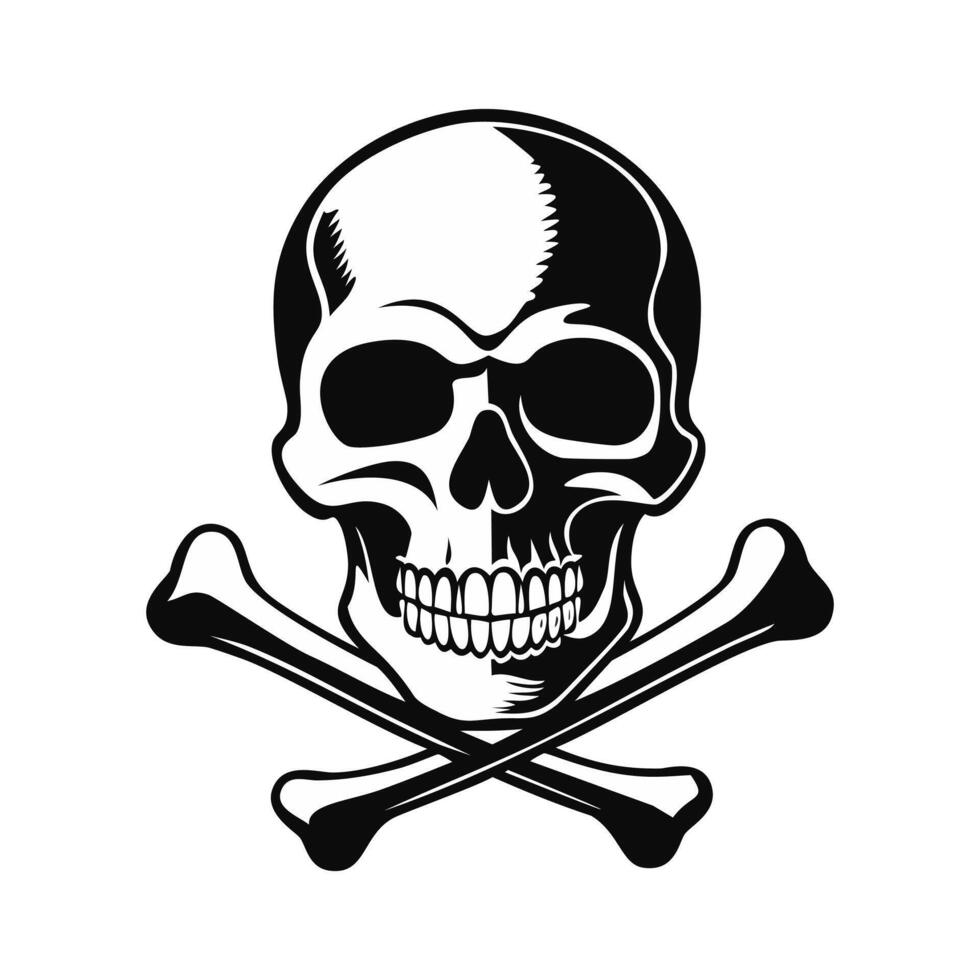 A skull and crossbones logo illustration on a white background vector