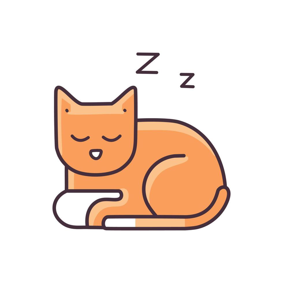 Cute cat sleeping cartoon illustration cat hand drawn vector