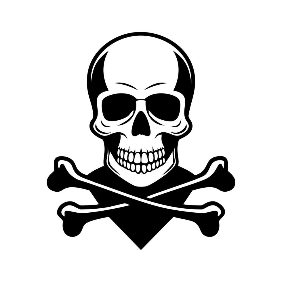 A skull and crossbones logo icon on a white background vector