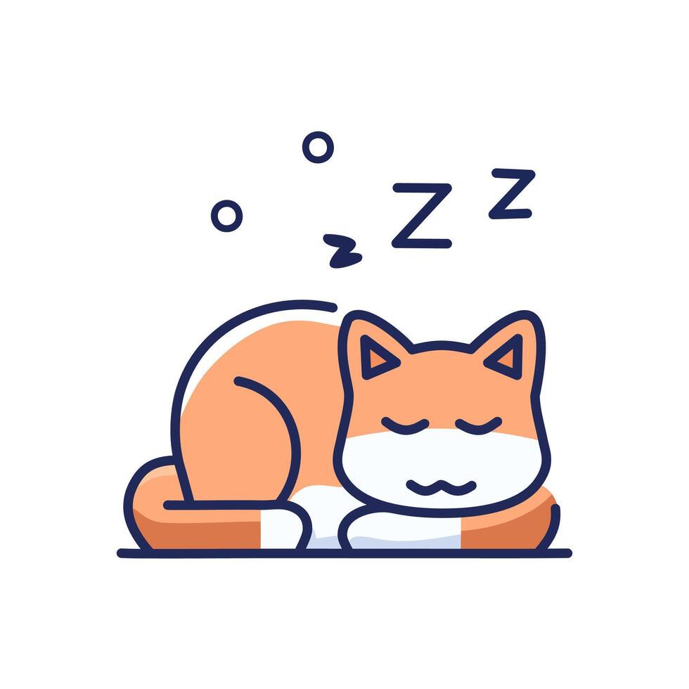 Cute cat sleeping cartoon illustration mascot vector