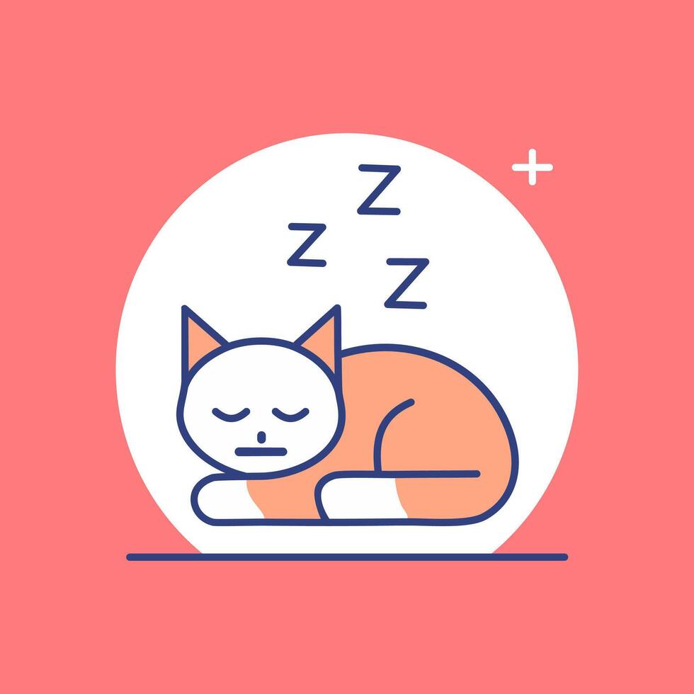 Cute cat sleeping cartoon illustration icon character vector