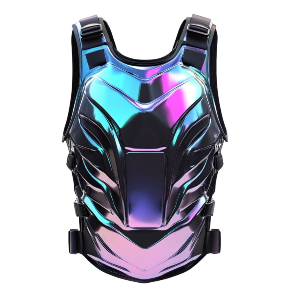 Metallic Armor with Rainbow Colored Design png