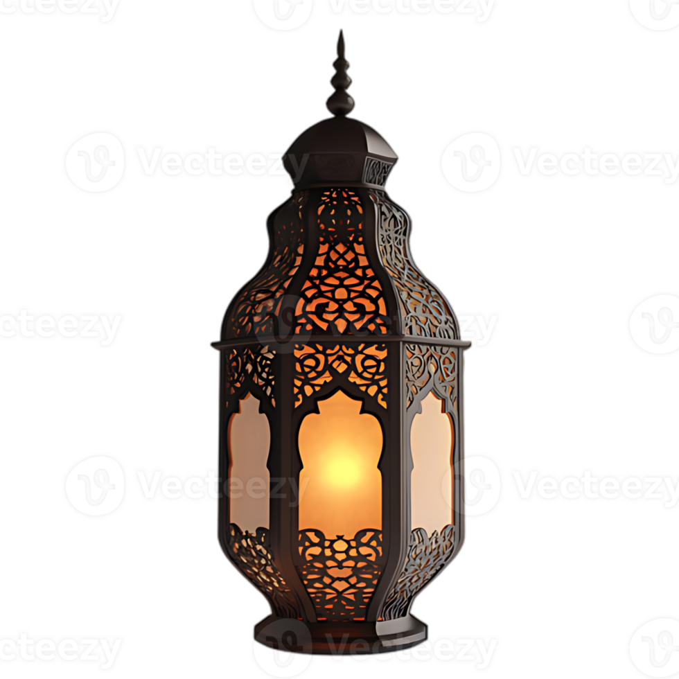 High Quality 3D Render of an Illuminated Arabic Lantern for Festive Themes png