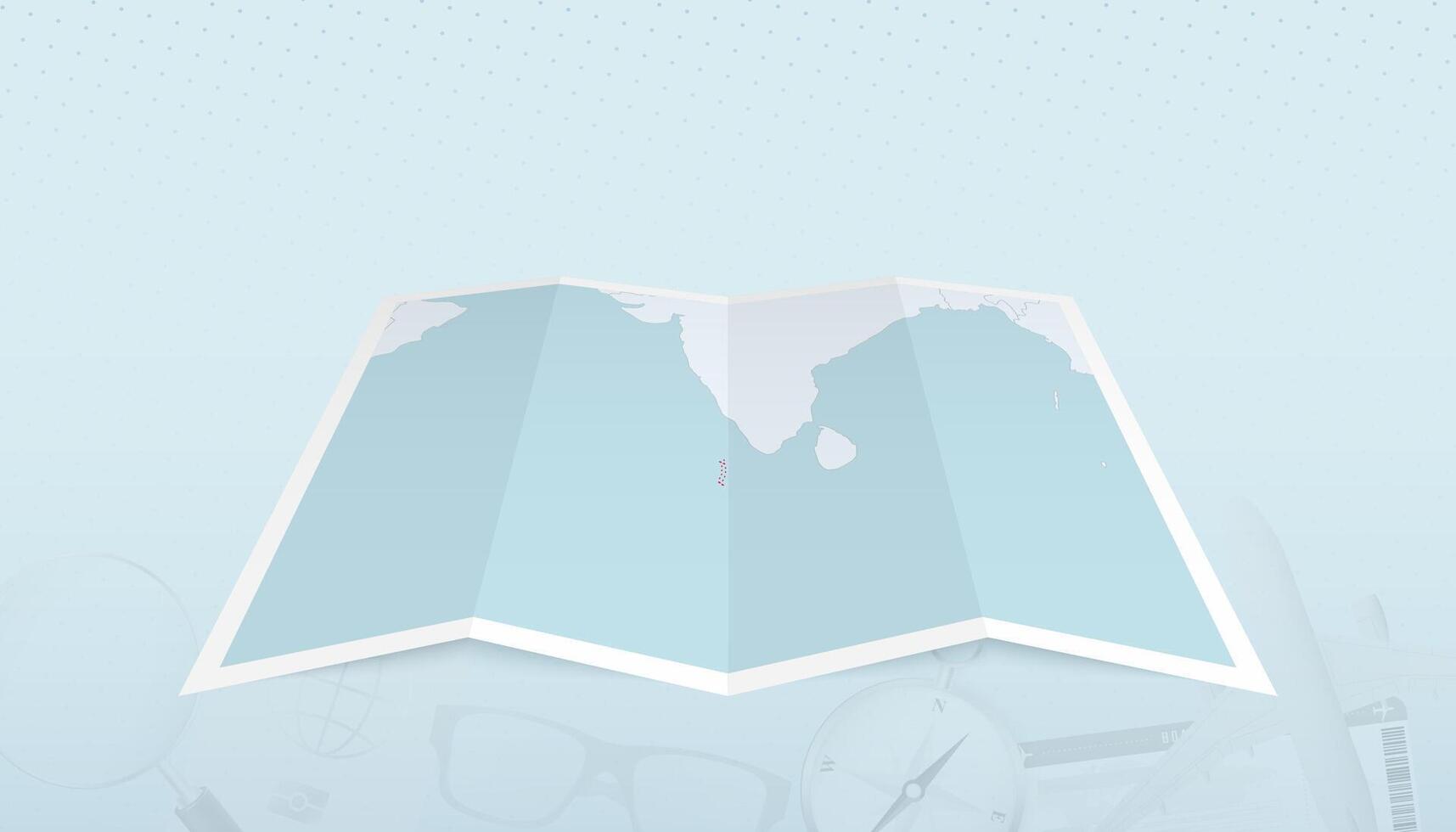 Map of Maldives with the flag of Maldives in the contour of the map on a trip abstract backdrop. vector