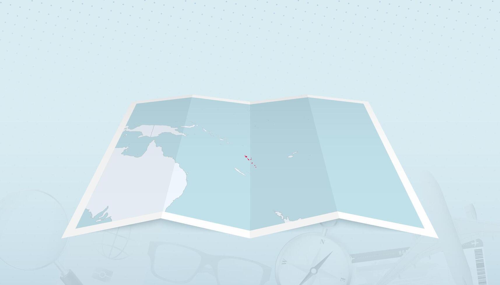 Map of Vanuatu with the flag of Vanuatu in the contour of the map on a trip abstract backdrop. vector