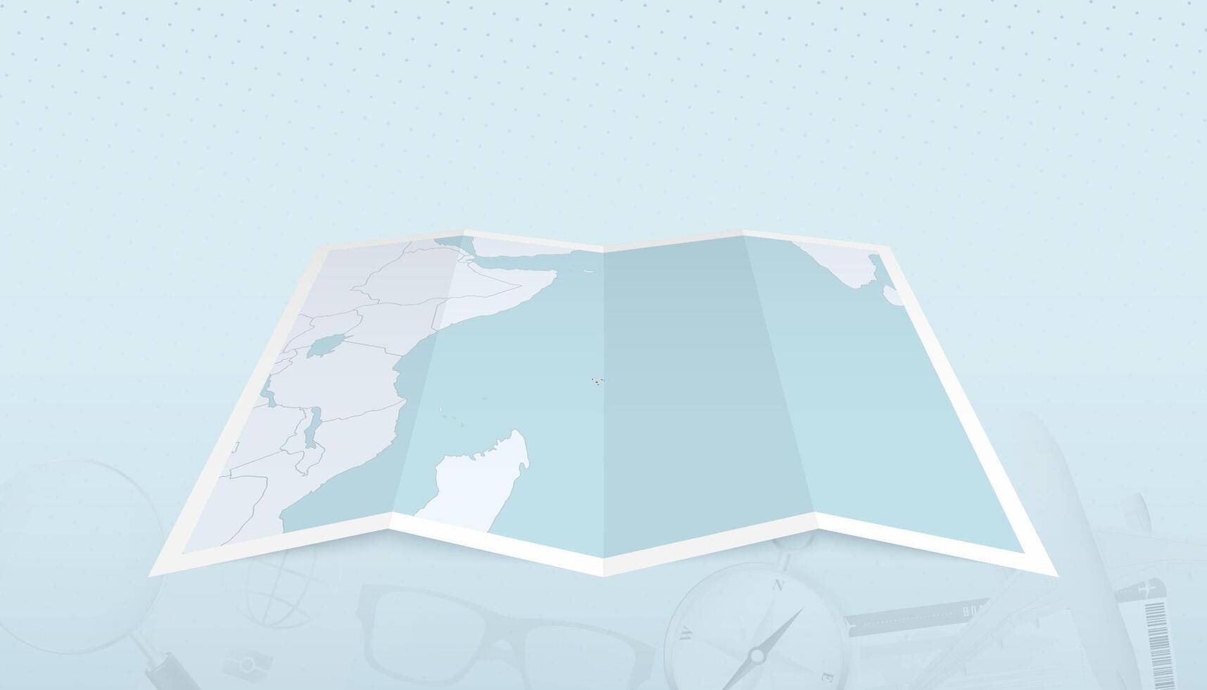 Map of Seychelles with the flag of Seychelles in the contour of the map on a trip abstract backdrop. vector