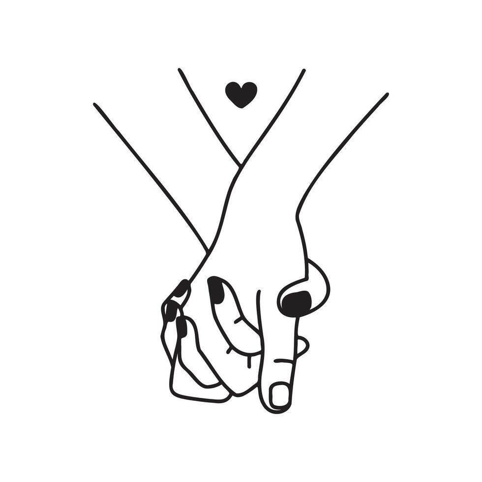 Minimalist Line Art of Hands Holding with Heart Symbol. vector