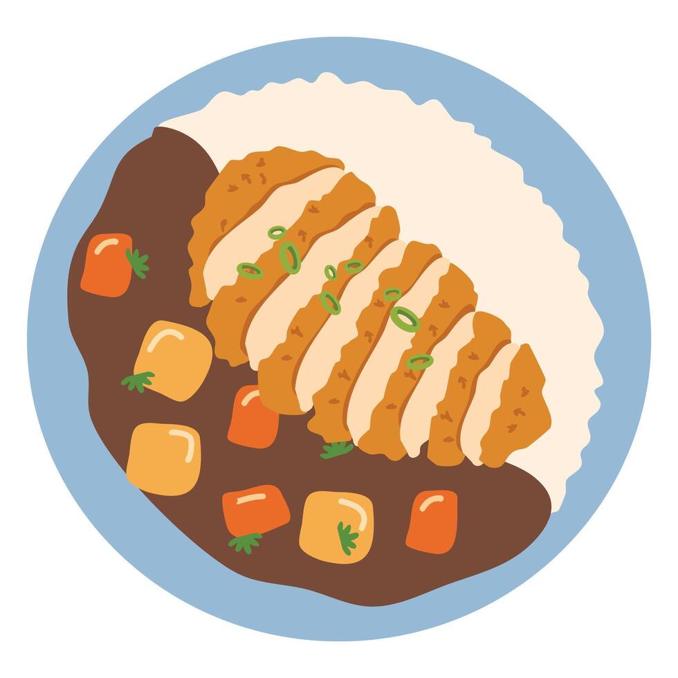 Japanese Curry, Japanese Food Curry with Rice vector