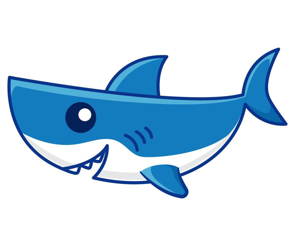 Cute shark mascot cartoon hand drawn isolated illustration vector