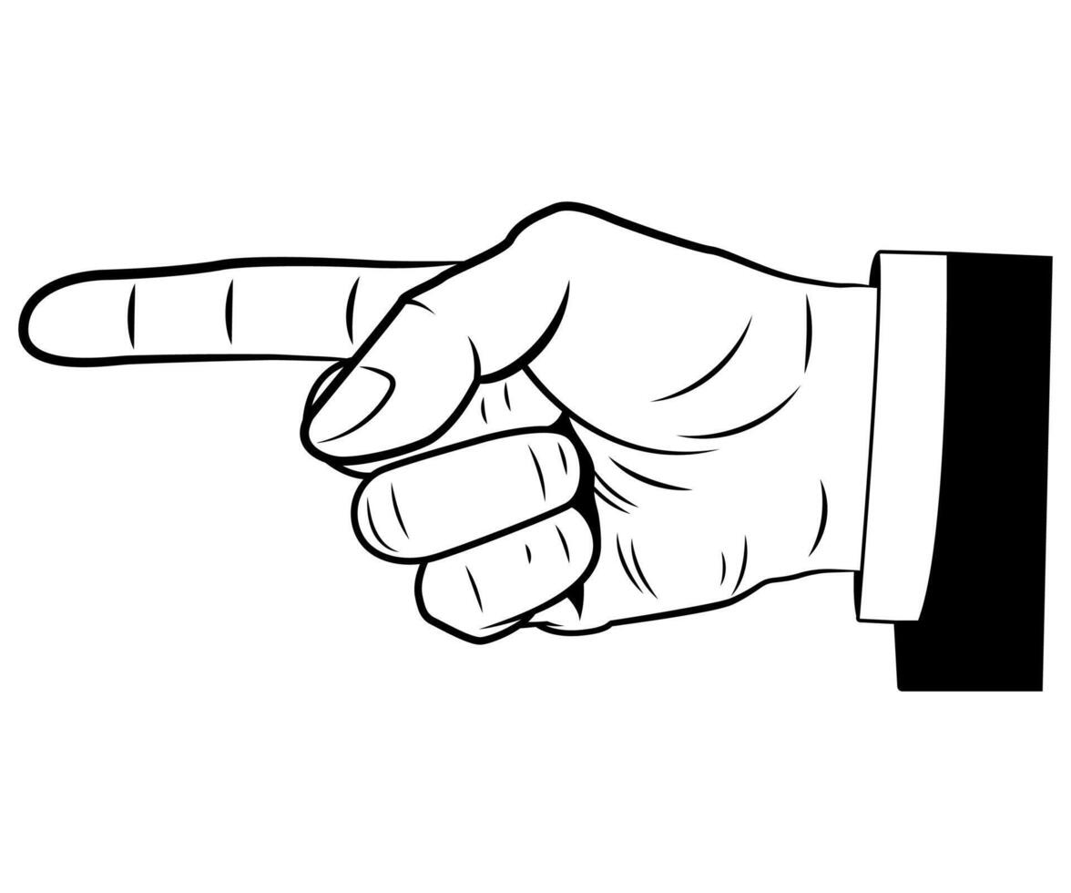 Finger pointing hand gesture isolated illustration vector