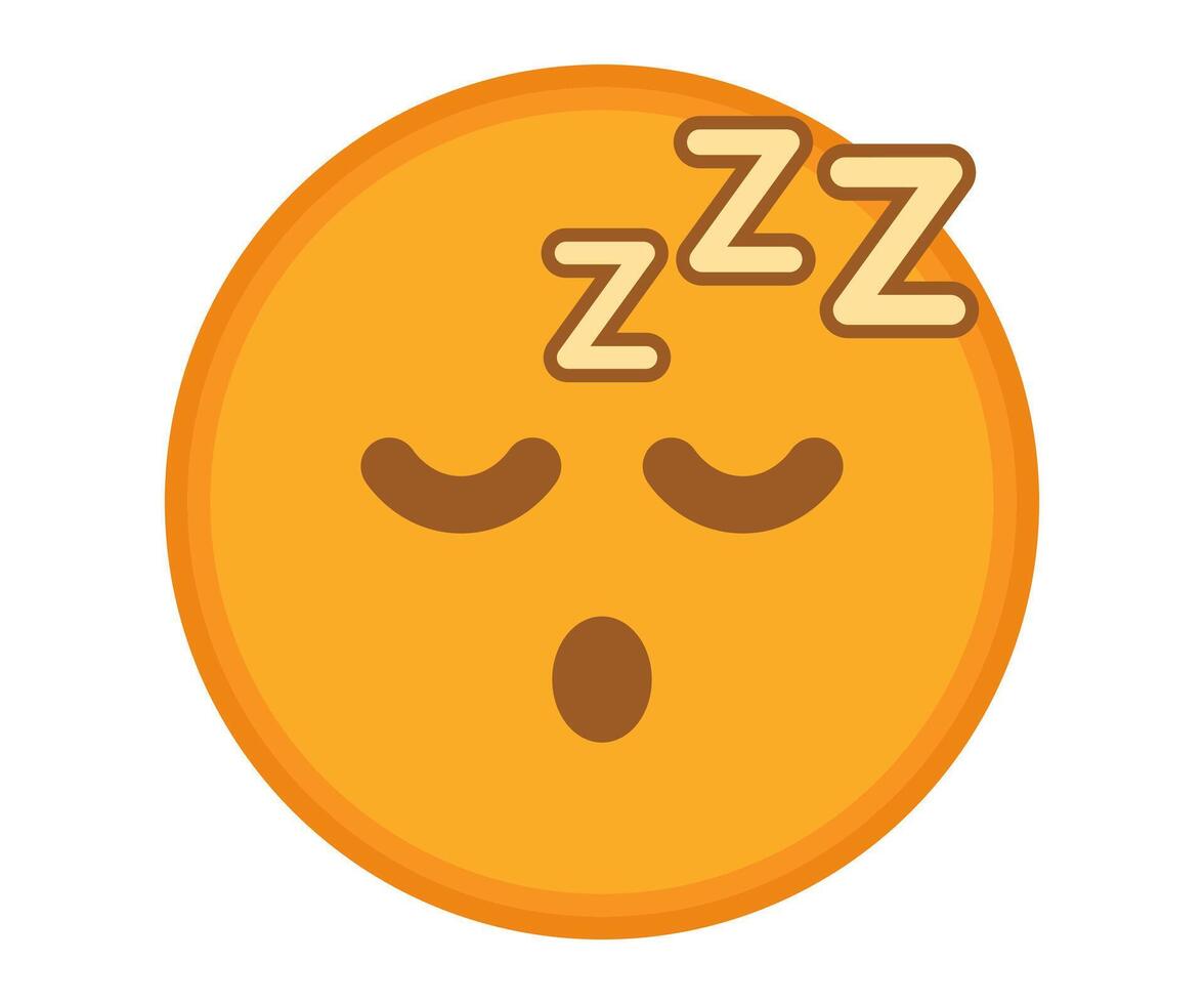 Sleepy emoticon expressive face cartoon isolated illustration vector