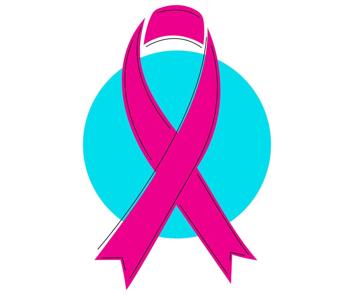 Awareness pink ribbon for breast cancer logo isolated illustration vector