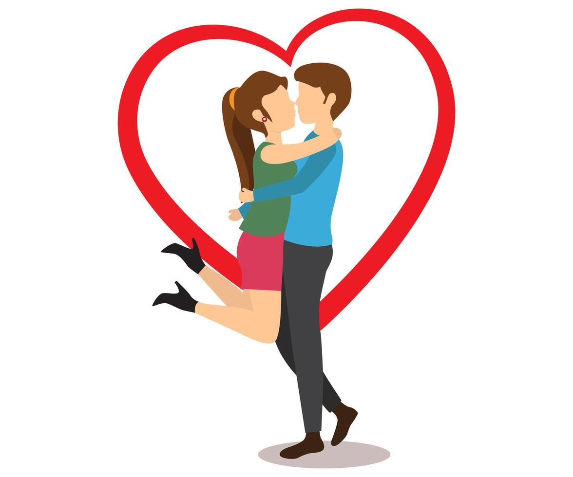 Couple celebrating Valentine day love concept flat illustration vector