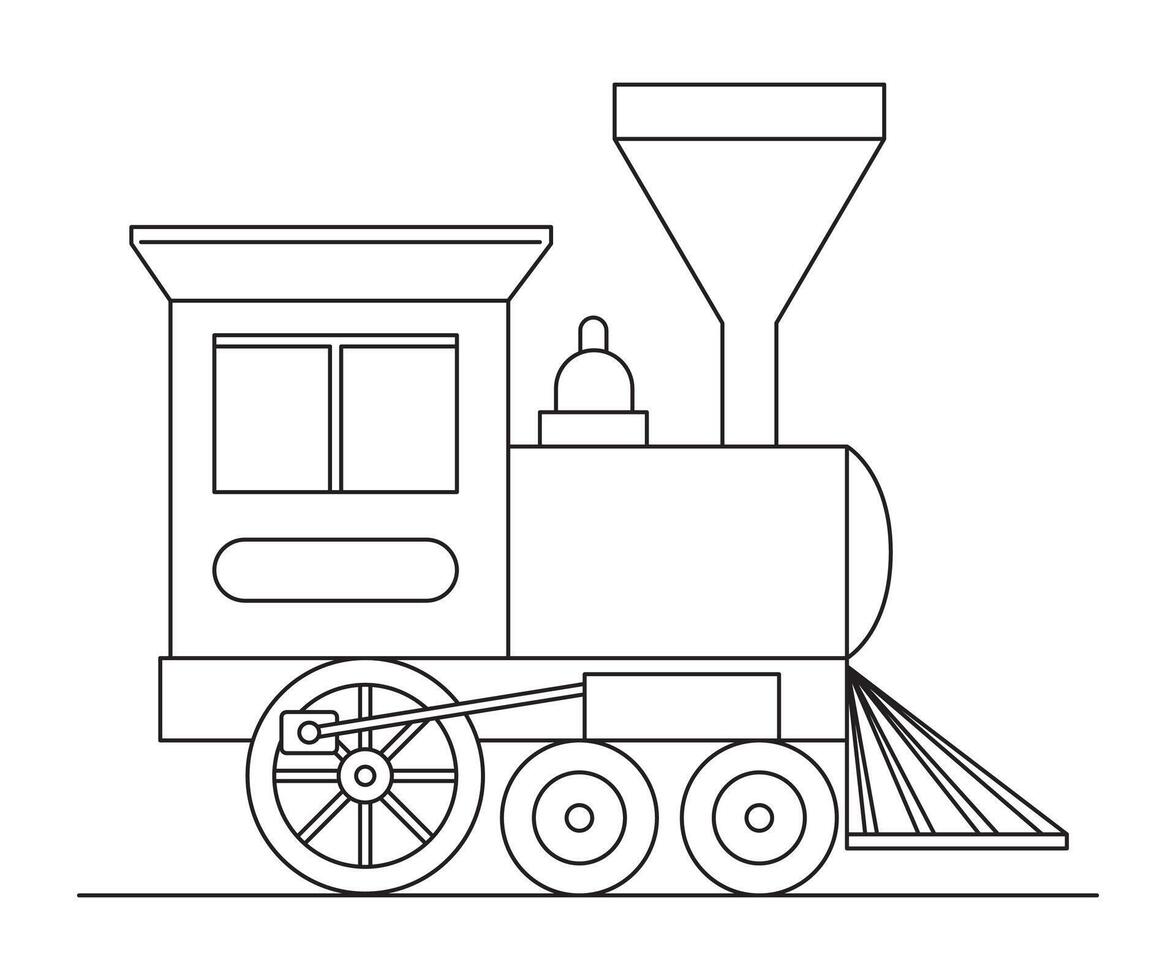 Train transport cartoon outline hand drawn illustration vector