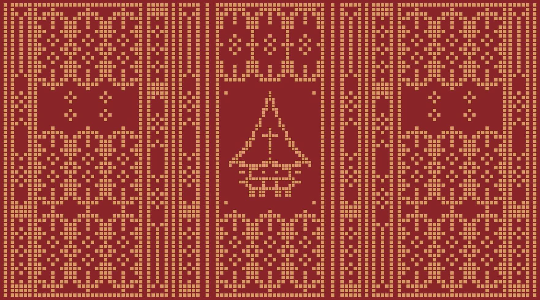 pixel ulos batak Knit Pattern Design vector