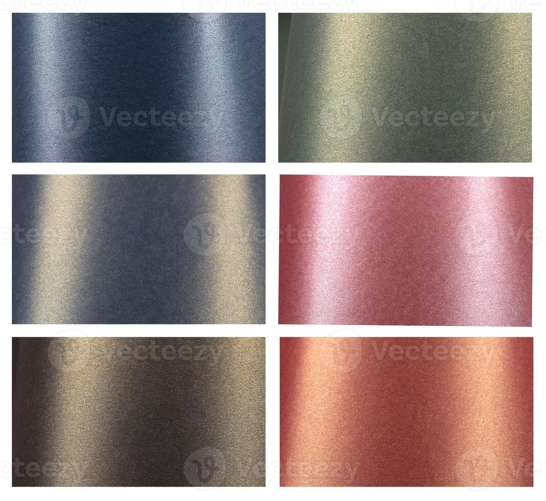 Metallic paper background set with pearlescent gradients in blue, pink, green, beige, and black. photo