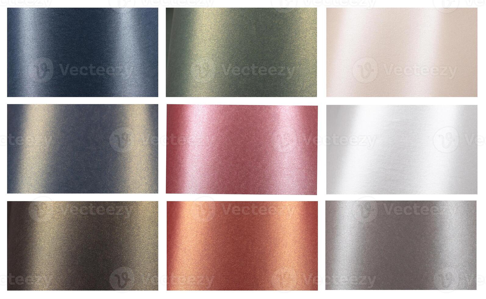 Metallic paper background featuring a gradient finish in blue, pink, green, bronze, gray, and beige. photo