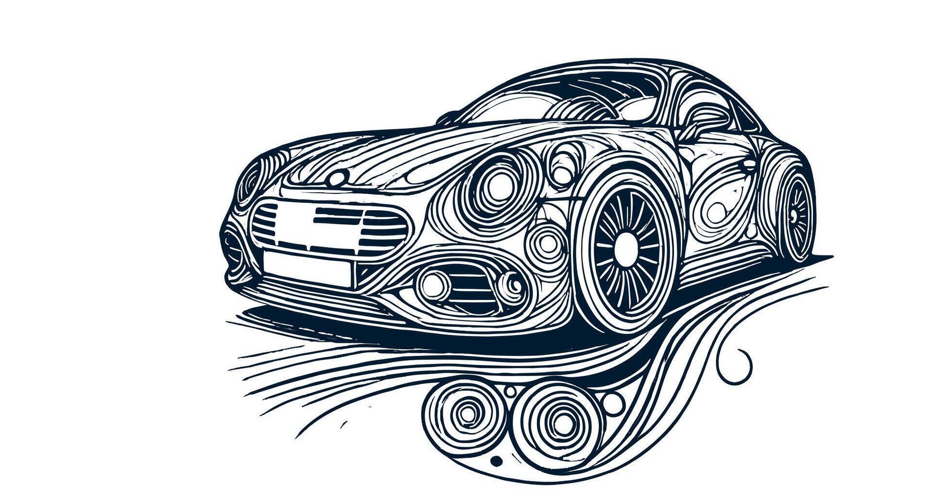 A drawing of a car with swirls vector