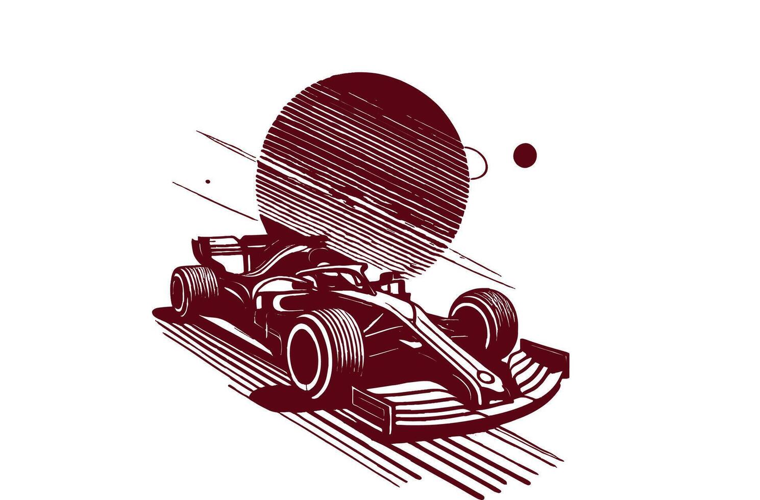 A racing car is shown in a drawing style vector