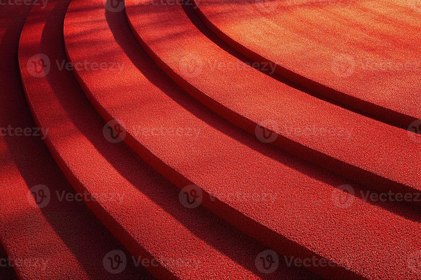 Red running tracks at different heights. Textured background, rubber surface for stadiums, top view. photo
