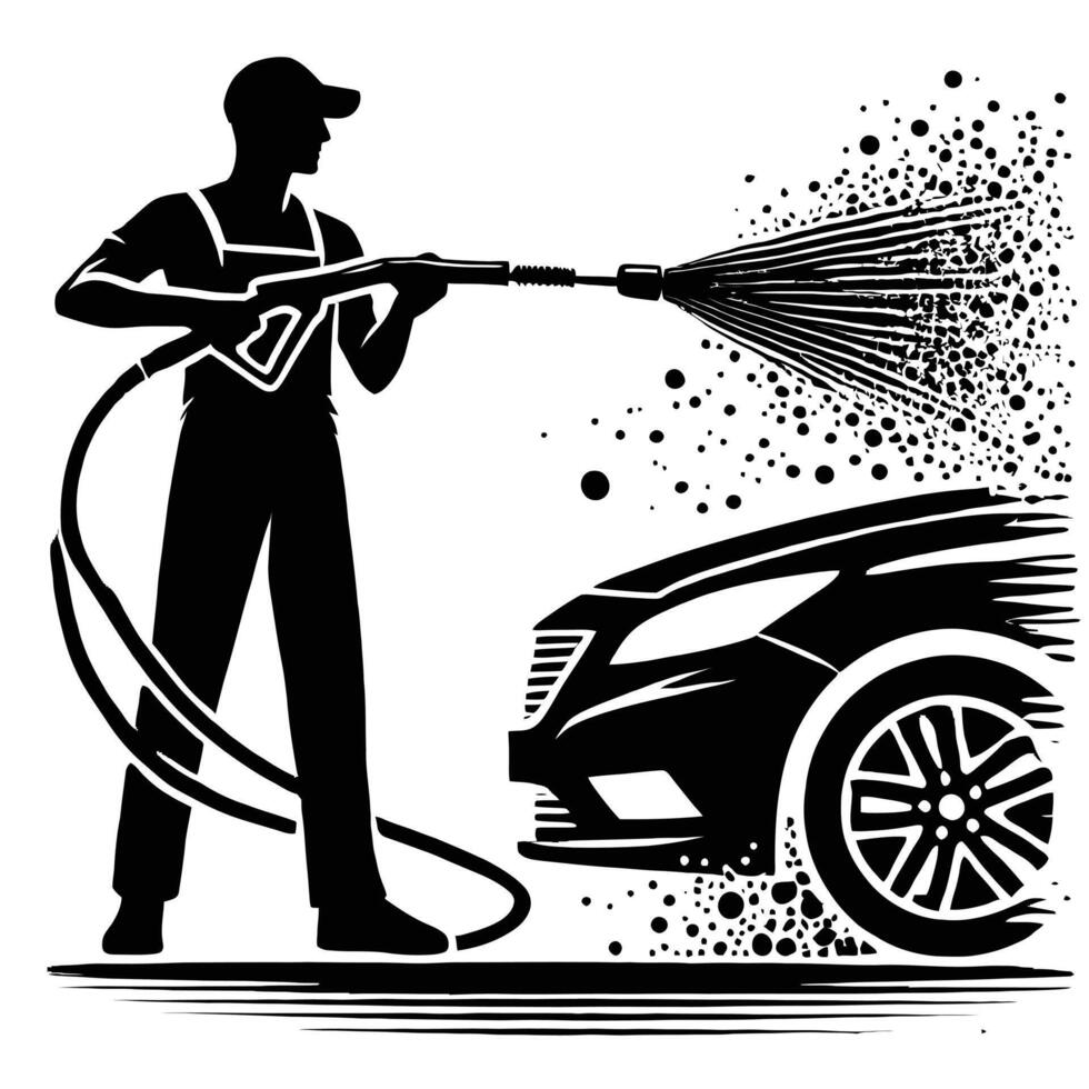 Car wash man vector