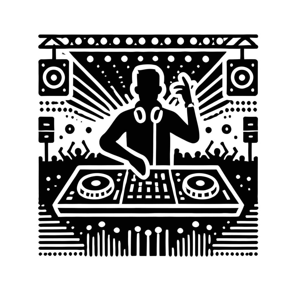Dj at a party illustration vector