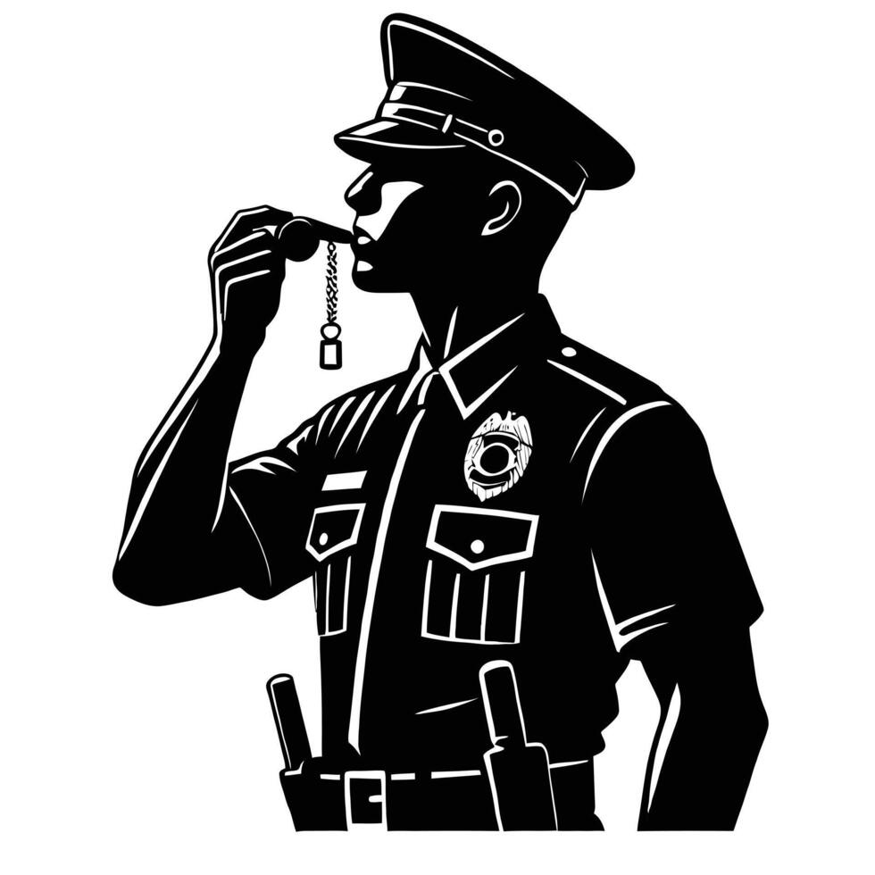 A silhouette of a police officer drinking from a bottle vector
