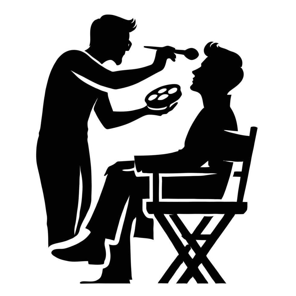 A silhouette of a man getting his hair done vector