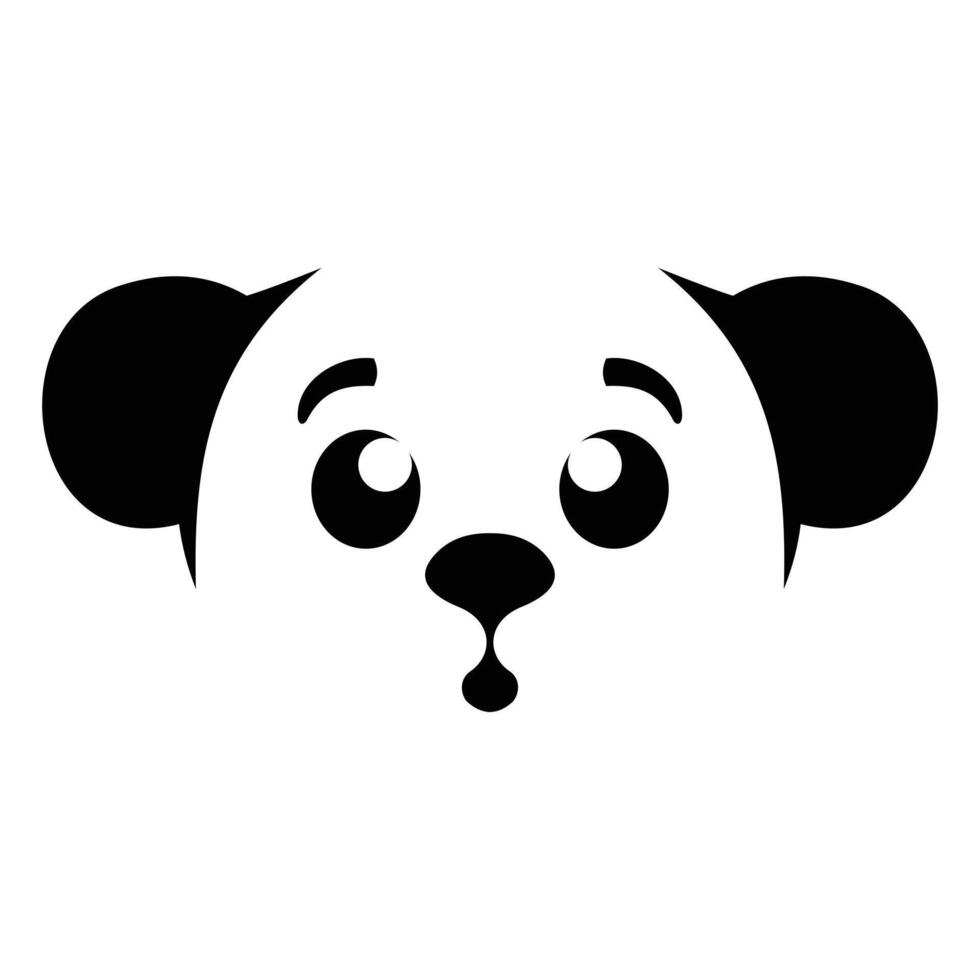 Cute panda head black and white illustration logo design vector