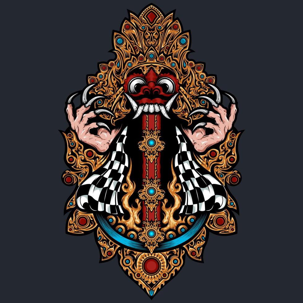 Balinese art devil image indonesia illustration logo design vector