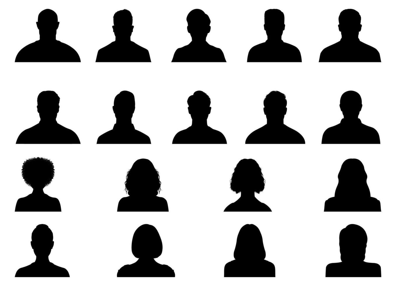 Avatar profile male and female face silhouette or icon. Unknown or anonymous person vector
