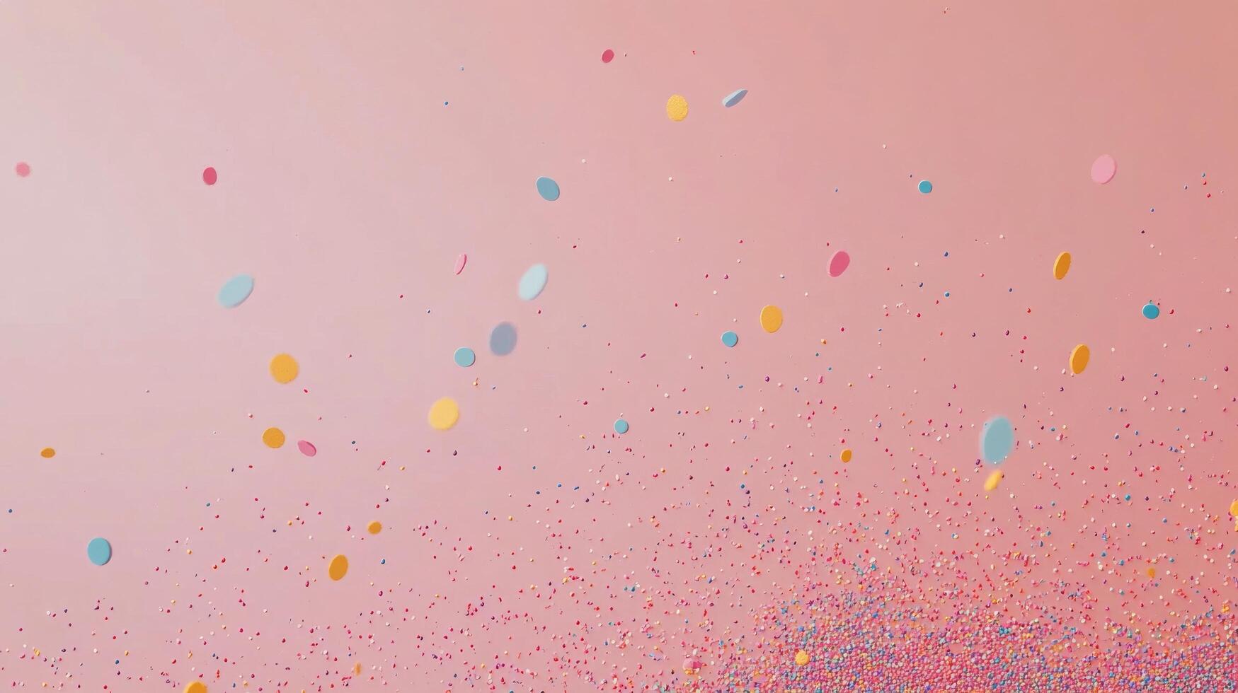 A pink background with confetti falling from the sky photo