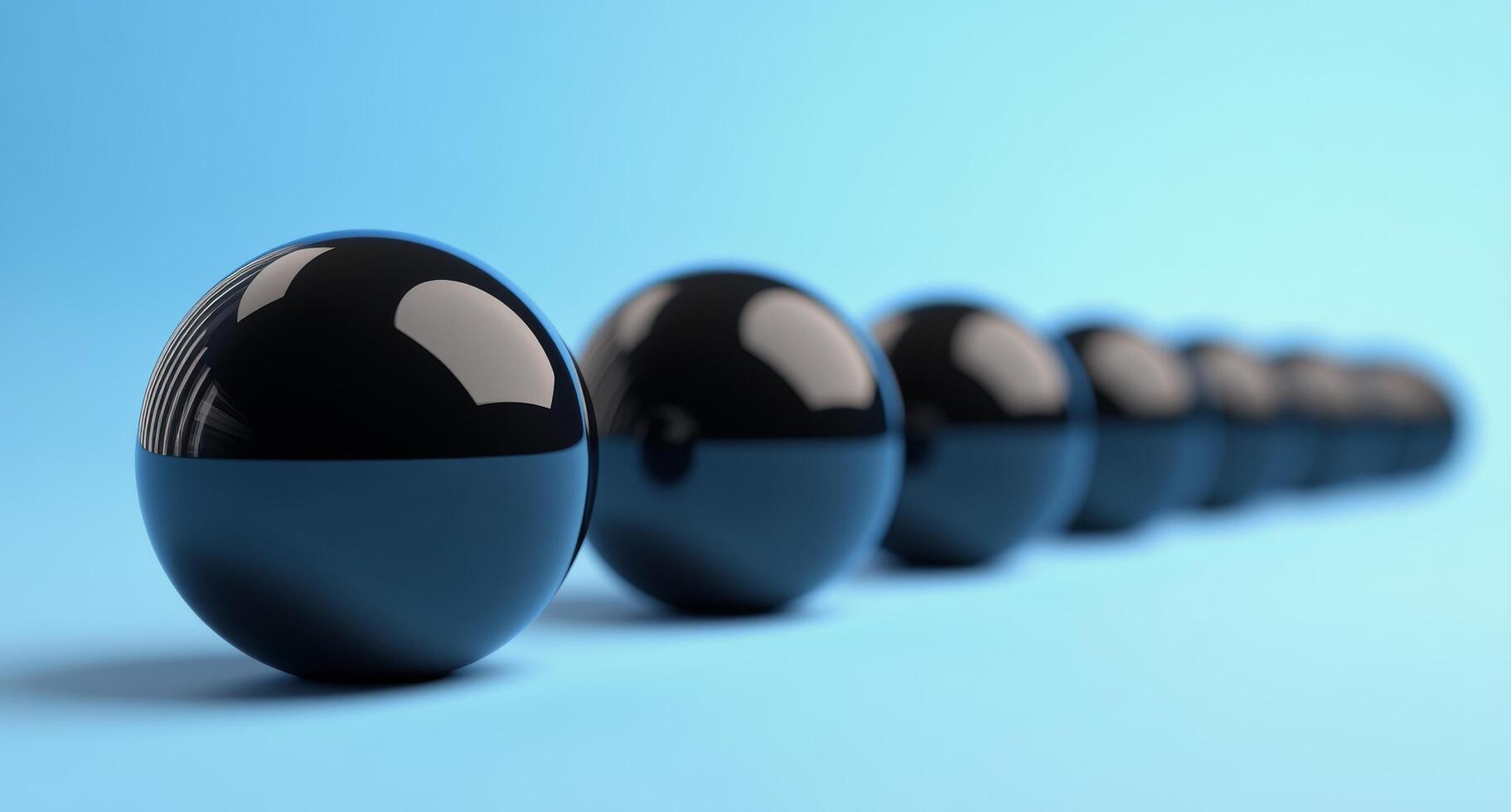 A row of black balls on a blue background photo