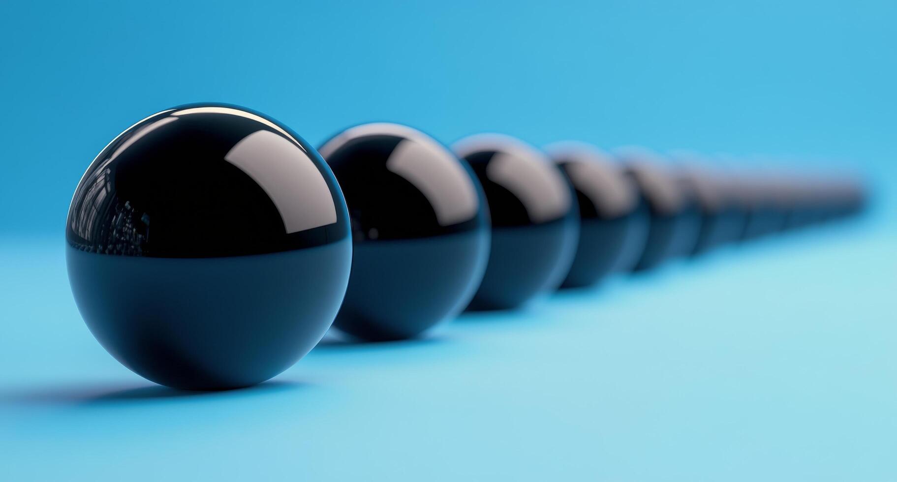 A row of black eggs on a blue background photo