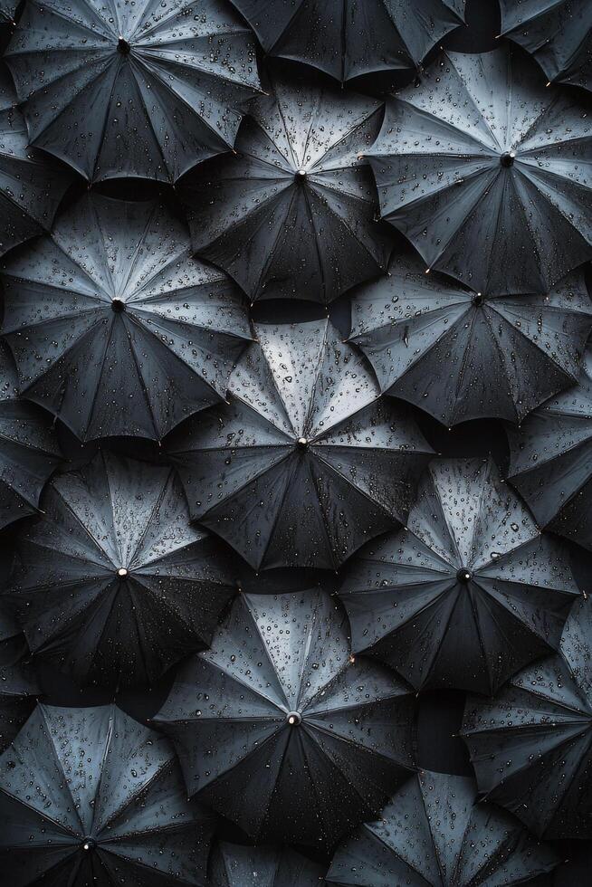 A large group of umbrellas arranged in a pattern photo