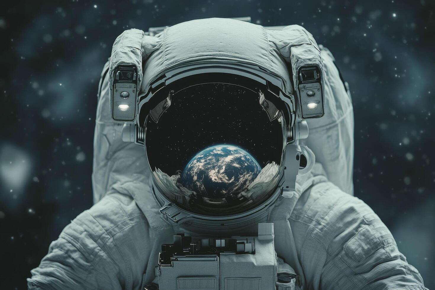 Astronaut in space with earth in background photo