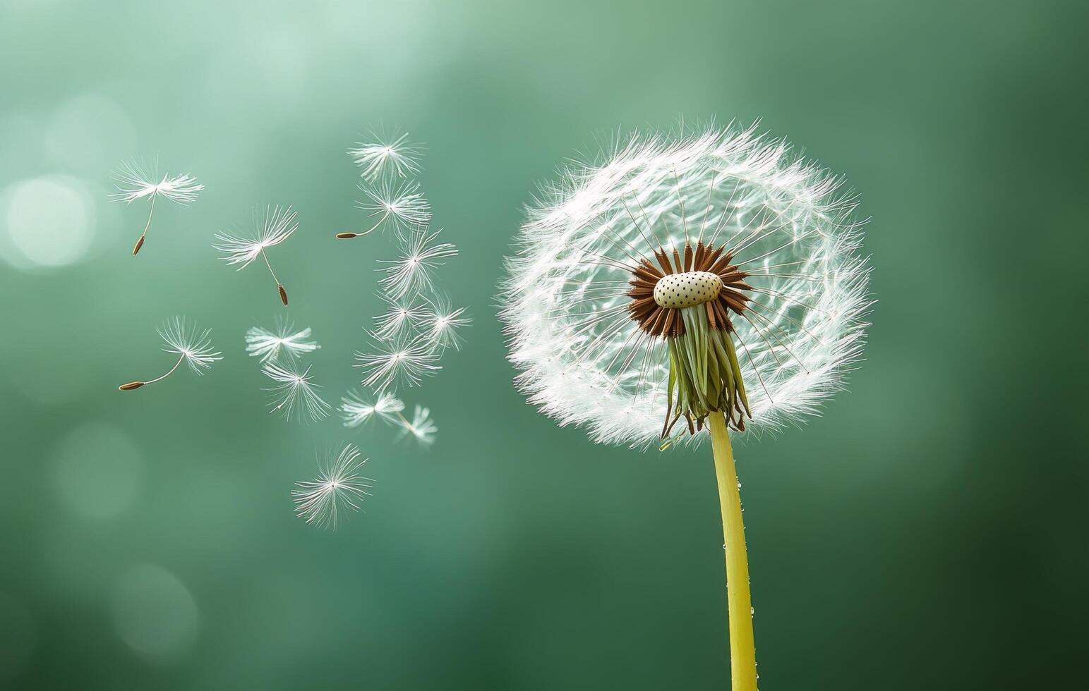 Dandelion blowing in the wind photo