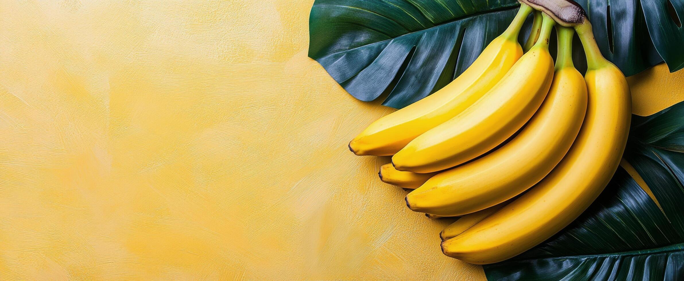 Bananas on a yellow background photo