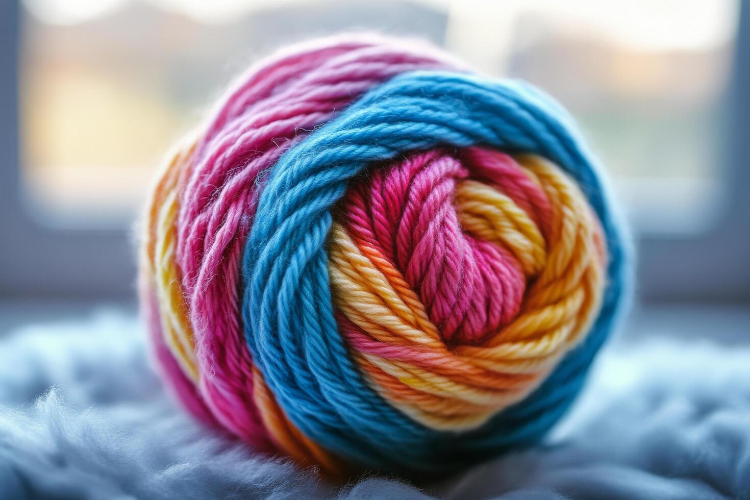 A ball of yarn with a colorful design photo