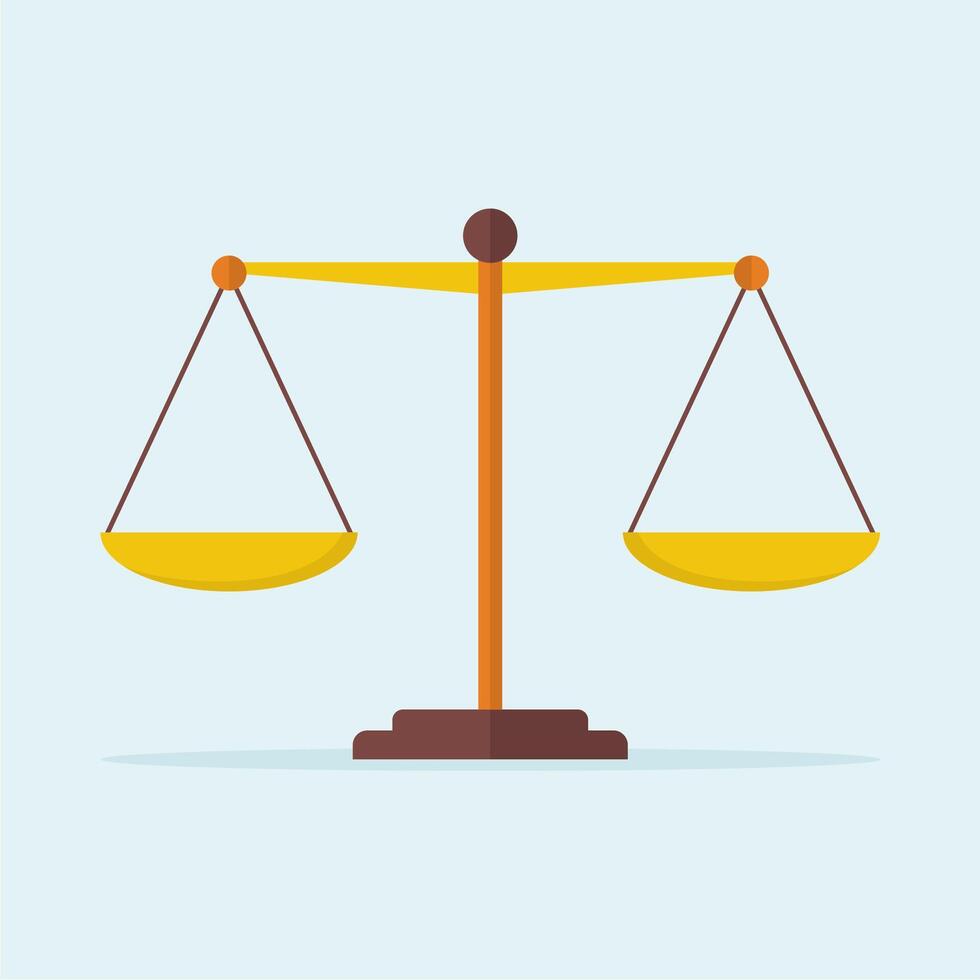Scales of justice from two sides in flat design style vector