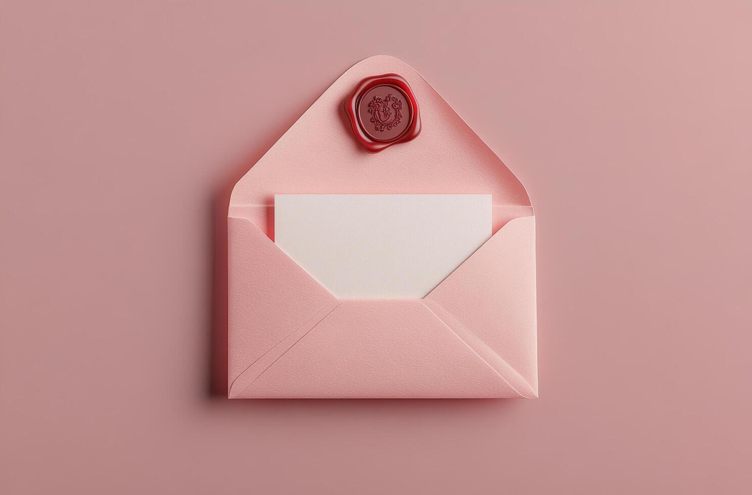 An open envelope with a wax seal on top photo