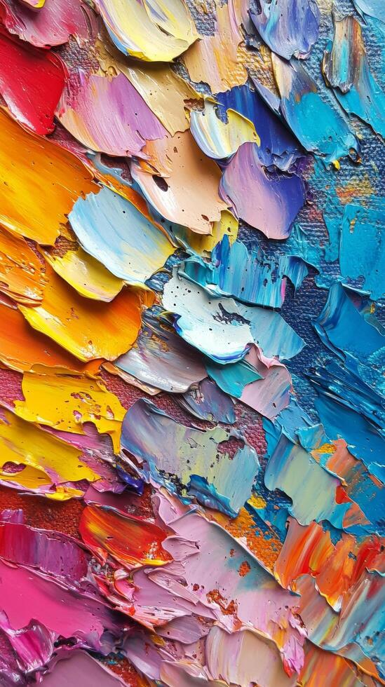 A close up of a colorful painting photo