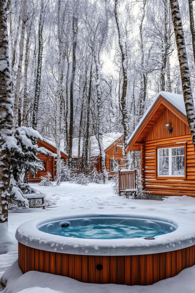 Hot tub in the snow photo