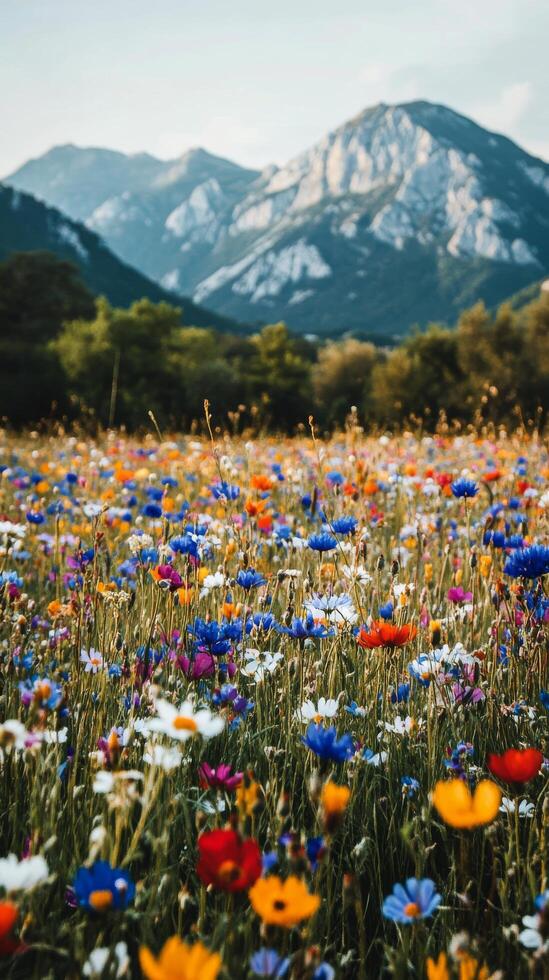 Wild flowers in a meadow photo