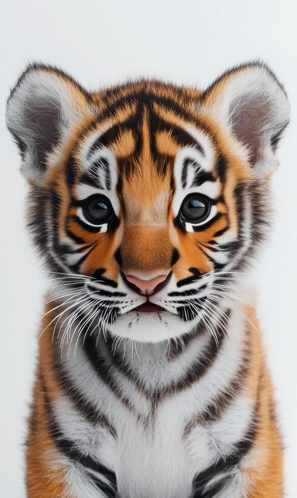 A close up of a tiger cub photo