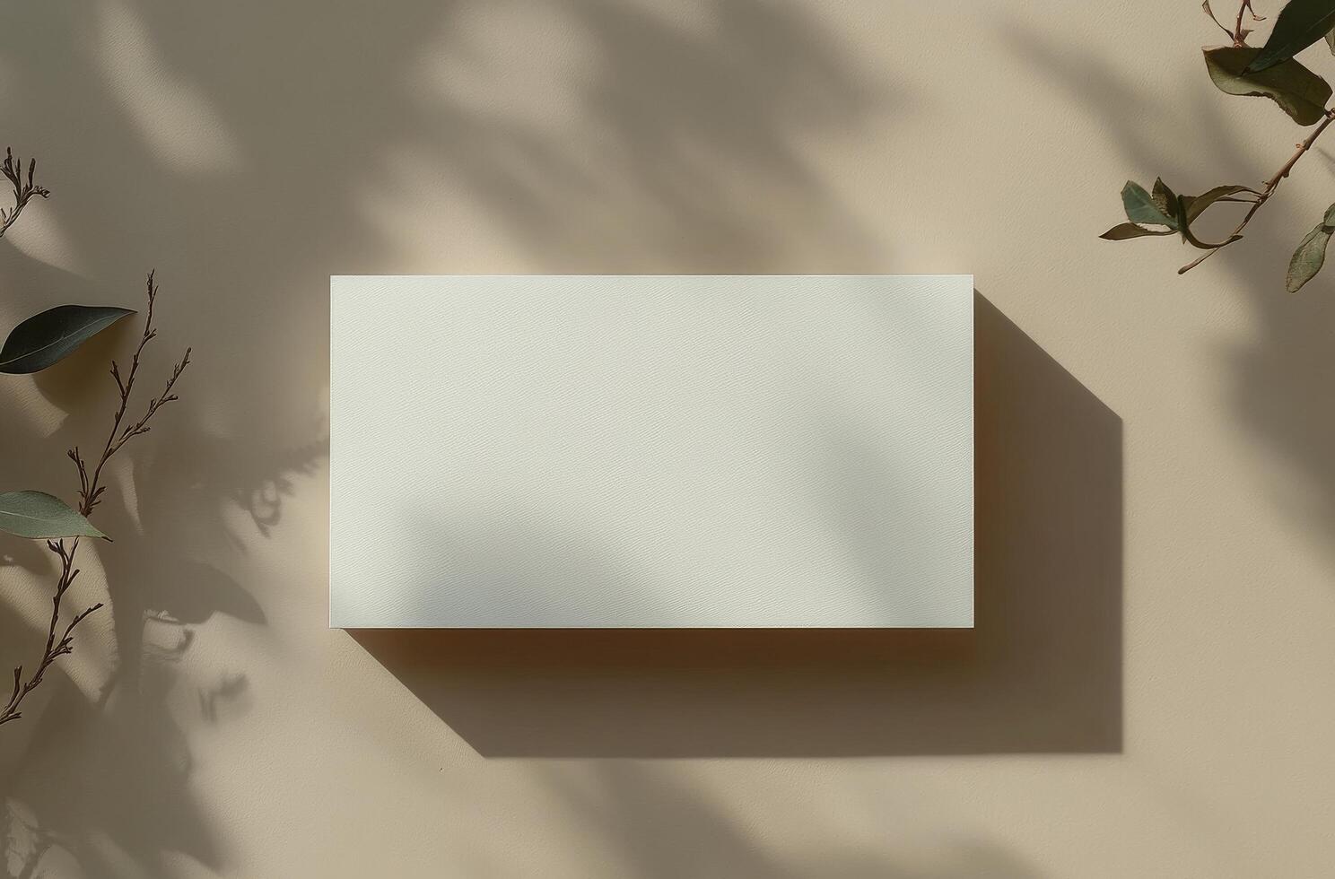 Blank white square on a beige background photo