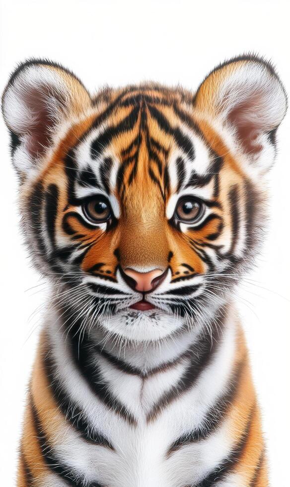 A close up of a tiger cub with its eyes closed photo
