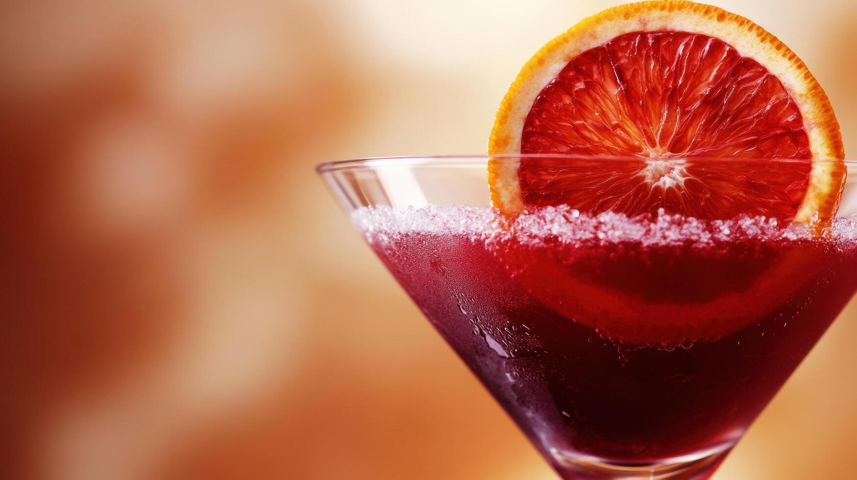 A blood orange cocktail with a slice of orange photo