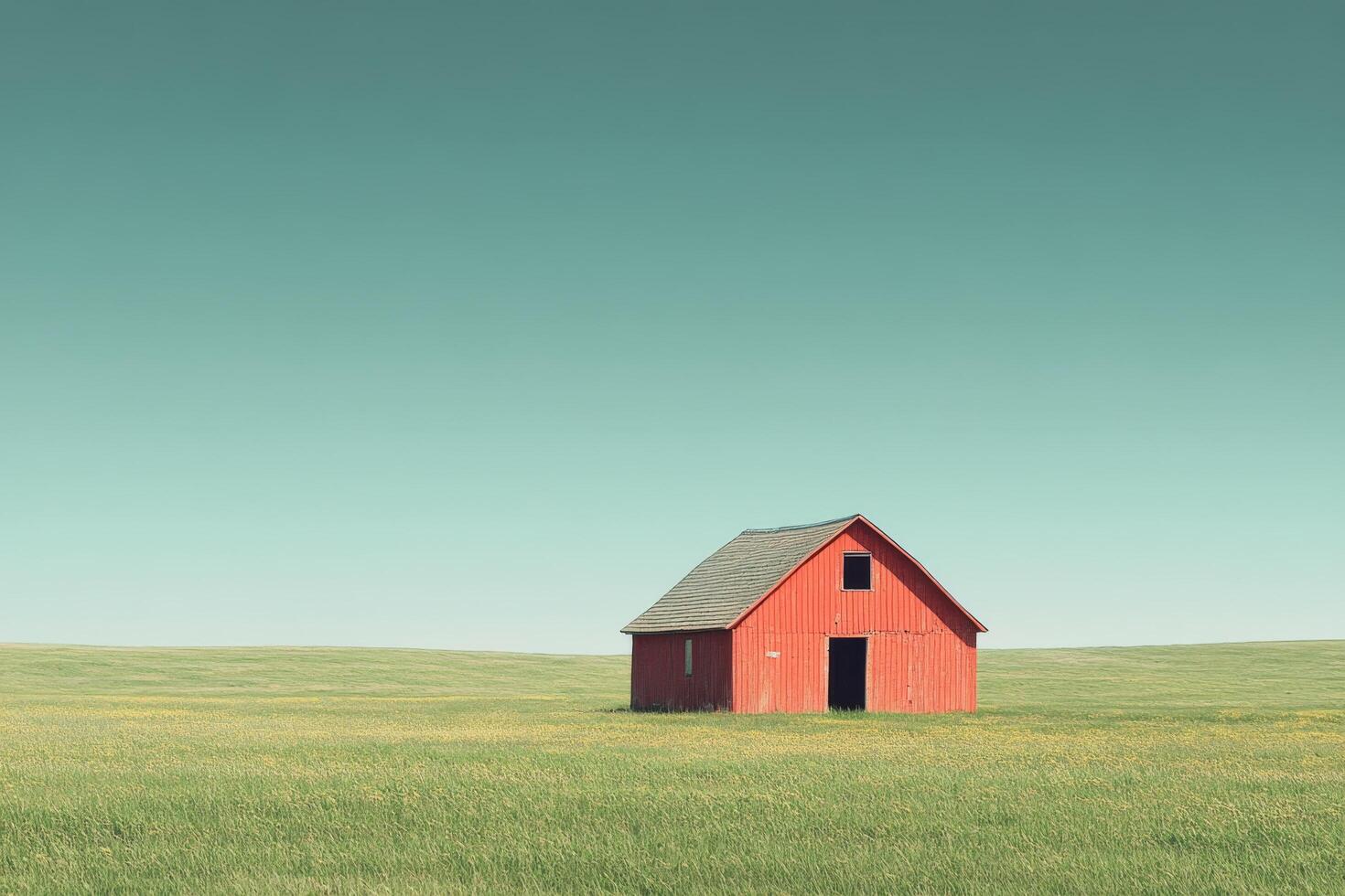 A red barn in a field photo